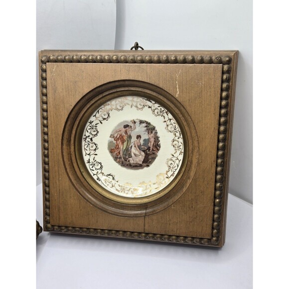Plate Portraits Ornate Wall Pictures Hollywood Regency Gilt 2 Vtg - Picture 2 of 8